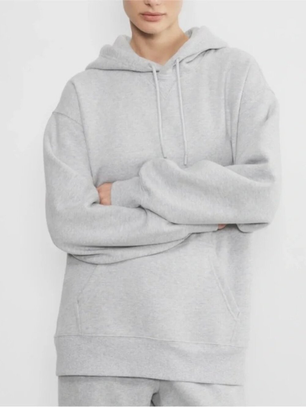 Aritzia TNA Cozy Fleece Boyfriend Hoodie in Heather Chrome size XXL